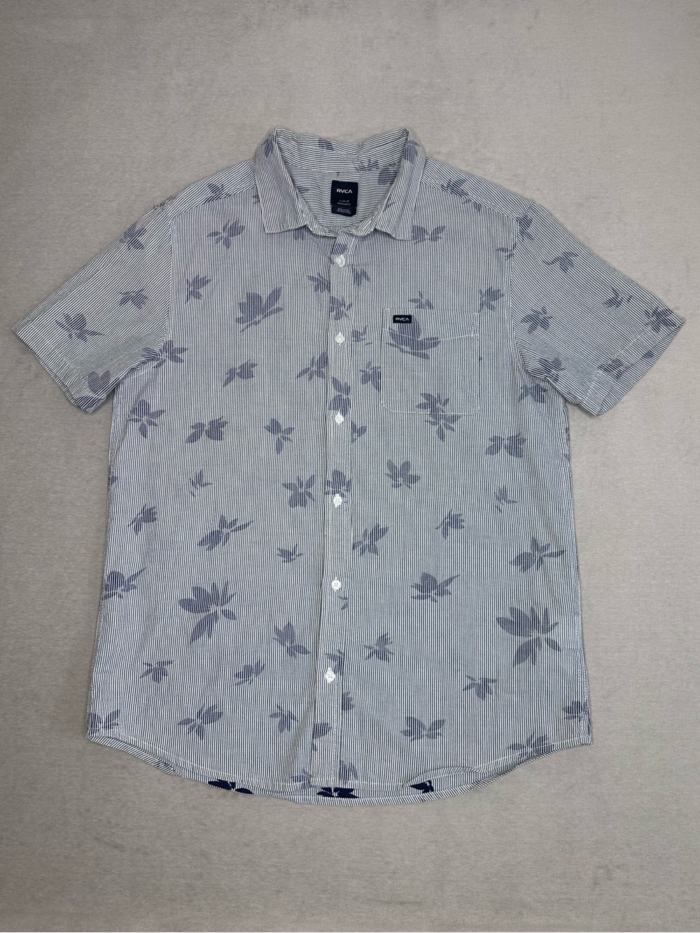 RVCA Light Blue Floral Short-Sleeve Button-Down Shirt